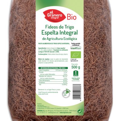 FIDEOS FINOS ESPELTA INTEGRAL BIO 500 gr